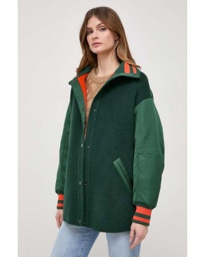 MAX&Co. kurtka wełniana kolor zielony przejściowa oversize