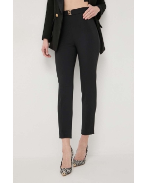 Elisabetta Franchi spodnie damskie kolor czarny dopasowane high waist