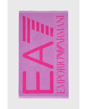 EA7 Emporio Armani ręcznik bawełniany 100 x 170 cm kolor fioletowy