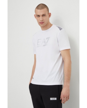 EA7 Emporio Armani t-shirt męski kolor biały z nadrukiem