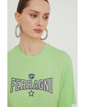 Chiara Ferragni t-shirt bawełniany damski kolor zielony