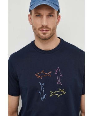 Paul&Shark t-shirt bawełniany męski kolor granatowy z nadrukiem