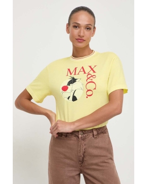 MAX&Co. t-shirt bawełniany x CHUFY damski kolor żółty