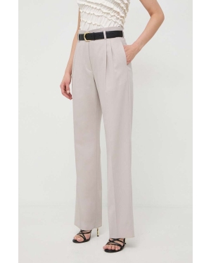 Liviana Conti spodnie z domieszką wełny kolor beżowy proste high waist