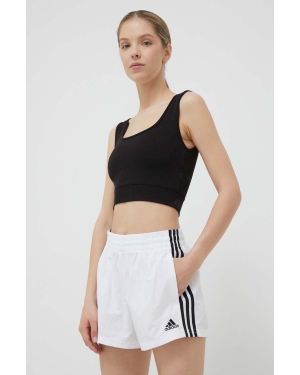 adidas szorty damskie kolor biały z aplikacją high waist