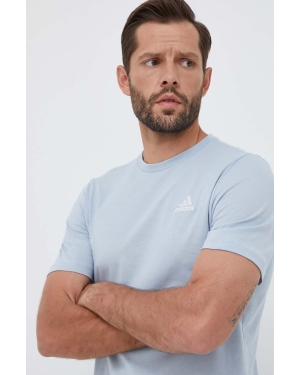 adidas t-shirt bawełniany kolor niebieski gładki