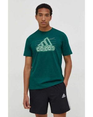 adidas t-shirt bawełniany męski kolor zielony z nadrukiem IN6262