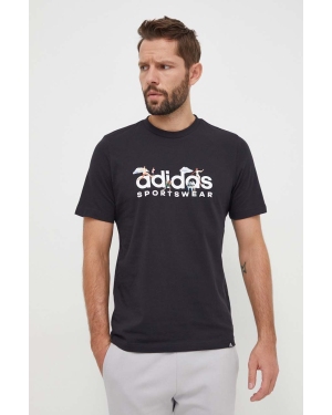 adidas t-shirt bawełniany męski kolor czarny z nadrukiem IS2863