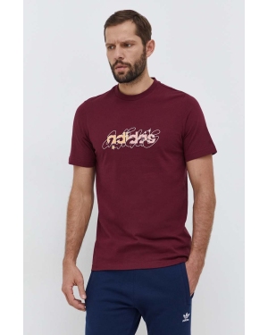 adidas t-shirt bawełniany męski kolor bordowy z nadrukiem IM8317