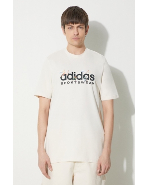 adidas t-shirt bawełniany męski kolor beżowy z nadrukiem IM8305