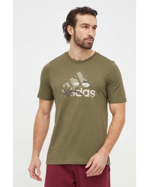 adidas t-shirt bawełniany męski kolor zielony z nadrukiem IR5830