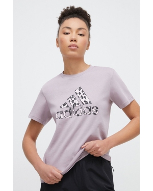 adidas t-shirt bawełniany damski kolor fioletowy IV9377