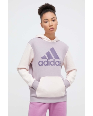 adidas bluza damska kolor fioletowy z kapturem z nadrukiem IR9340
