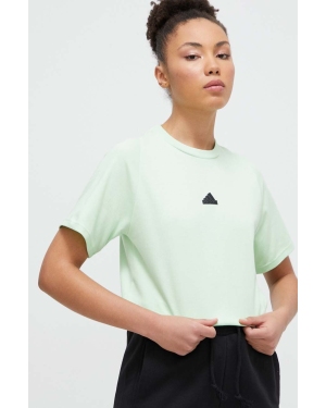 adidas t-shirt ZNE damski kolor zielony IS3921