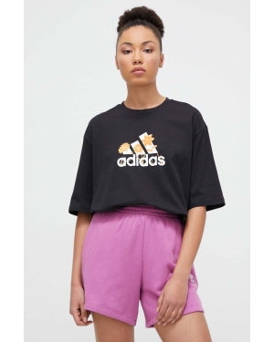 adidas t-shirt bawełniany damski kolor czarny IR5896
