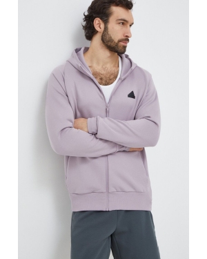 adidas bluza Z.N.E męska kolor fioletowy z kapturem gładka