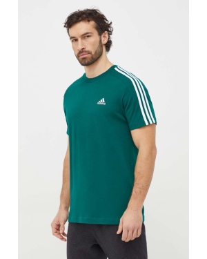 adidas t-shirt bawełniany męski kolor zielony z aplikacją IS1333