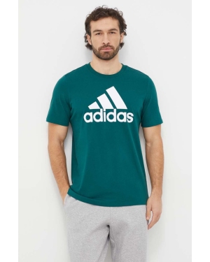 adidas t-shirt bawełniany męski kolor zielony z nadrukiem IS1300