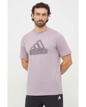 adidas t-shirt bawełniany męski kolor fioletowy z nadrukiem IN6270