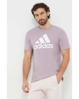 adidas t-shirt bawełniany męski kolor fioletowy z nadrukiem IS1313