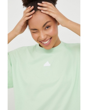adidas t-shirt bawełniany damski kolor zielony IS3608
