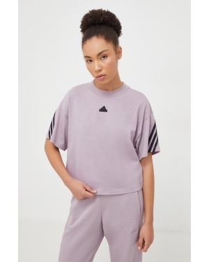 adidas t-shirt bawełniany damski kolor fioletowy IS3613