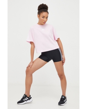 adidas t-shirt bawełniany damski kolor różowy IS3617