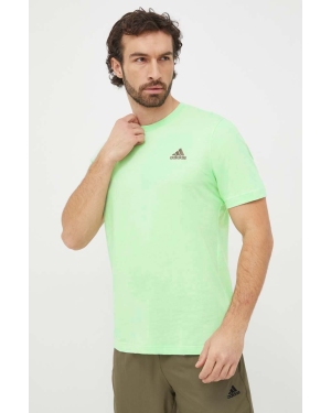 adidas t-shirt bawełniany męski kolor zielony gładki IS1315