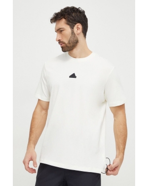 adidas t-shirt bawełniany męski kolor beżowy z aplikacją IR5175