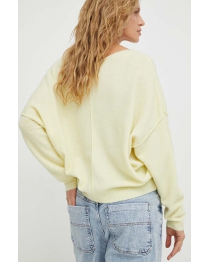 American Vintage sweter z domieszką wełny damski kolor żółty lekki