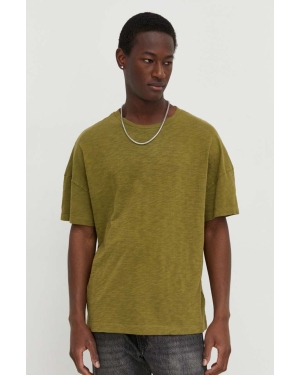 American Vintage t-shirt bawełniany męski kolor zielony gładki