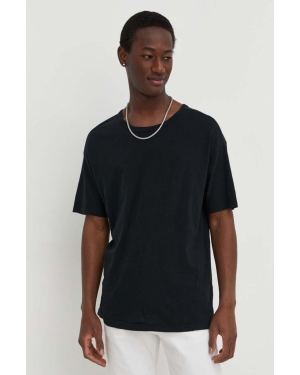 American Vintage t-shirt bawełniany męski kolor czarny gładki