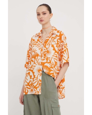 Billabong koszula On Vacation damska kolor pomarańczowy relaxed z kołnierzykiem klasycznym ABJWT00455