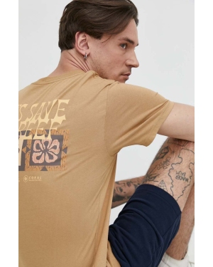 Billabong t-shirt bawełniany BILLABONG X CORAL GARDENERS męski kolor beżowy z nadrukiem ABYZT02336