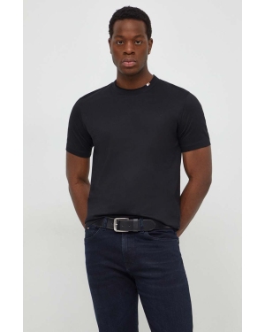 BOSS t-shirt bawełniany męski kolor czarny gładki