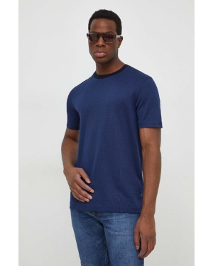 BOSS t-shirt bawełniany męski kolor niebieski gładki