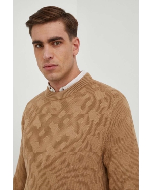 BOSS sweter wełniany męski kolor beżowy lekki 50506033