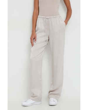 Calvin Klein spodnie damskie kolor szary proste high waist