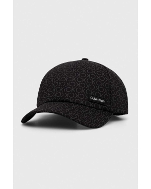 Calvin Klein czapka z daszkiem bawełniana kolor czarny wzorzysta