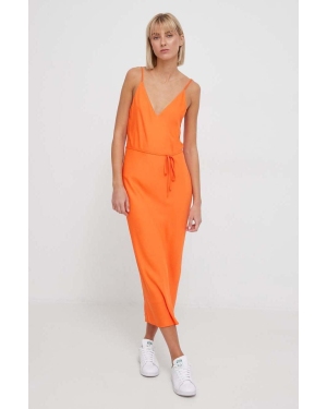 Calvin Klein sukienka kolor pomarańczowy maxi prosta