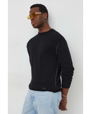 Calvin Klein sweter z domieszką wełny męski kolor czarny lekki