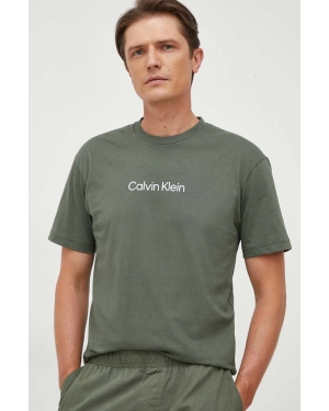 Calvin Klein t-shirt bawełniany kolor zielony wzorzysty