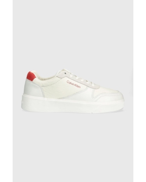 Calvin Klein sneakersy skórzane LOW TOP LACE UP BSKT kolor biały HM0HM01402