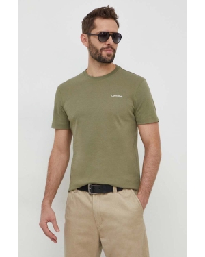 Calvin Klein t-shirt bawełniany męski kolor zielony gładki