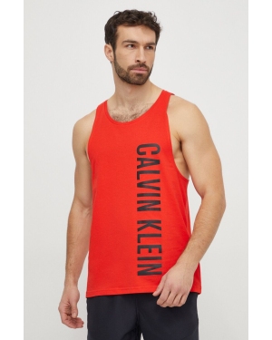 Calvin Klein t-shirt plażowy bawełniany kolor czerwony