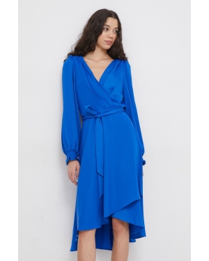 Dkny sukienka kolor niebieski mini rozkloszowana