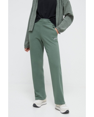 Dkny spodnie dresowe kolor zielony gładkie