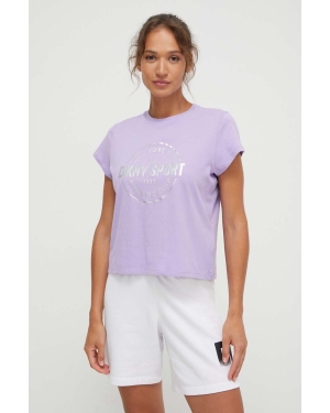 Dkny t-shirt bawełniany damski kolor fioletowy