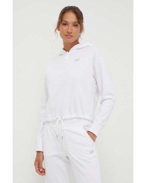 Dkny bluza damska kolor biały z kapturem z aplikacją