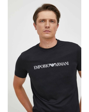 Emporio Armani t-shirt bawełniany kolor granatowy z nadrukiem